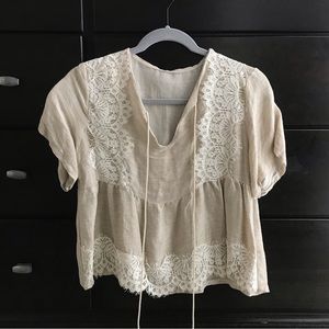 Italian Linen & Lace Blouse